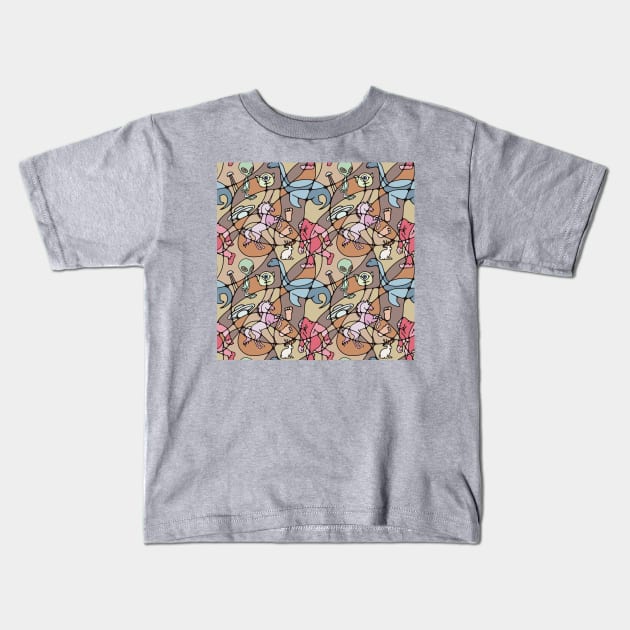 Mythical Creatures Stained Glass Kids T-Shirt by Slightly Unhinged